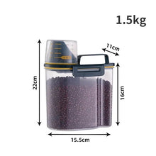 Load image into Gallery viewer, Airtight Pet Food Storage Container with Measuring Cup – 1.5kg/2kg Plastic Dog &amp; Cat Food Pail, Moisture-Proof Sealed Jar
