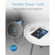 Load image into Gallery viewer, Small Power Strip Extension Cord with 2 AC Outlets 3 USB Ports Mini Desk Charging Station for Cruise Travel Office School Dorm
