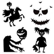 Load image into Gallery viewer, Halloween Door &amp; Window Stickers - Skeleton Hands, Pumpkins, Ghosts, and Witch Hat Decor
