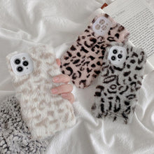 Load image into Gallery viewer, Fashion Fluffy Plush Leopard Camera Protection Phone Case For iphone 13 11 12 Pro MAX X XS XR Winter Warm Girl  Soft and Comfortable Case Unique Design Soft Cover
