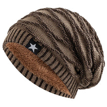 Load image into Gallery viewer, New Unisex Slouchy Winter Hats Add Fur Lined Men And Women Warm Beanie Cap Casual Five-pointed Star Decor Winter Knitted Hats
