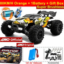 Load image into Gallery viewer, 4WD RC Off-Road Car - 1:16 High-Speed Brushless Truck, 50-80KM/H, 4x4 Drift Racing Toy for Kids &amp; Adults
