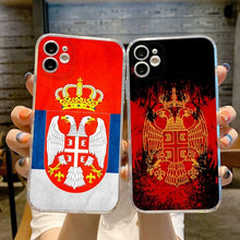 Load image into Gallery viewer, Flag of Serbia Serbian Phone Case Transparent For iphone 13 12 11 14 Pro Max Mini X XR XS 7 8 plus 13 14 Pro max phone Covers Flag Silicone Case For iphone
