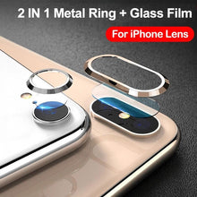 Load image into Gallery viewer, 2 In 1 Metal Camera Lens Protector For Iphone 7 8 Plus X Lens Protective Circle Ring Cover With Tempered Glass For Iphone X Scratch Resistant Hd Tempered Glass Camera Screen Protector
