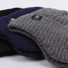Load image into Gallery viewer, Outdoor Men Winter Knitted Hat Plush Warmth Peaked Cap Earmuff Casual Fashion Faux Fur Lined Bomber Hats Cycling Ear Protection
