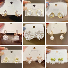 Load image into Gallery viewer, White Flower &amp; Butterfly Dangle Earrings – Acrylic Pearl Heart Jewelry
