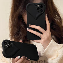 Load image into Gallery viewer, Fashion Cool Black Love Heart Phone Case For iPhone 14 13 Pro Max 12 11 XR XS Dustproof Soft Shockproof Back Cover  Luxury Soft Back Cover Raised Full Camera Protection Bumper Silicone Shockproof Phone Case
