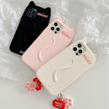 Load image into Gallery viewer, Cartoon Cute Cat Ear Phone Case For Iphone 14 12 13 11pro Max X Xr Xs 7 14plus Matte Soft Silicone Shockproof Case Funny Cat Design Cute Back Case
