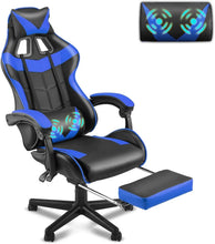 Load image into Gallery viewer, Light Blue Gaming Chair with Footrest,Lovely Cute Bunny Computer Gamer Chair,Kawaii Desk Chair
