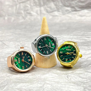 2023 New Mini Green Watch Creative Ring Movement Fashion Accessories  Alloy Shell Finger Watch Men Jewelry Women Trend Ring Gift