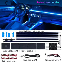 Load image into Gallery viewer, Universal 18-in-1 RGB Car Ambient Light – Interior Neon Strip Kit
