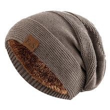 Load image into Gallery viewer, New Unisex Slouchy Winter Hats Add Fur Lined Men And Women Warm Beanie Cap Casual Label Decor Winter Knitted Hats
