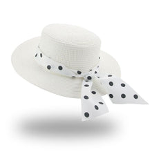 Load image into Gallery viewer, Elegant Adult Bucket Hat Beach Summer Straw Hats for Women Beach Sun Straw Hat Wide Luxury Comfortable Hat  Flat Top Ribbon Bowknot Elegant Luxury Women Summer Hat 56-58cm
