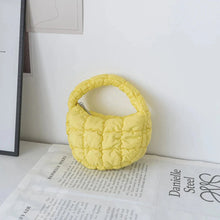 Load image into Gallery viewer, Fashion Mini Puffer Tote Bag Quilted Circle Phone Purse Elegant Purple Soft Nylon Padded Key Pouch Simple Trend Handbag
