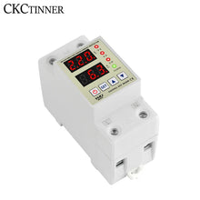 Load image into Gallery viewer, Din Rail Adjustable Over Voltage Current and Under Voltage Protector 40A 63A 220V 230V Surge Protector Relay Current Protection
