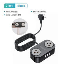Load image into Gallery viewer, ORICO Travel Power Strip with USB C AC Outlets 3 USB Ports Wrapped Flat Plug Extension Cord with Multiple Outlets for Travel

