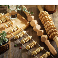 Load image into Gallery viewer, Wooden Therapy Massage Roller for Back Pain Relief &amp; Body Shaping
