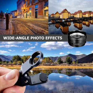 3 in 1 Fisheye Wide Angle Micro Camera Lens for iPhone Xiaomi Redmi 3IN1 Zoom Fish Eye Len on Smartphone Lenses with Phone Clip