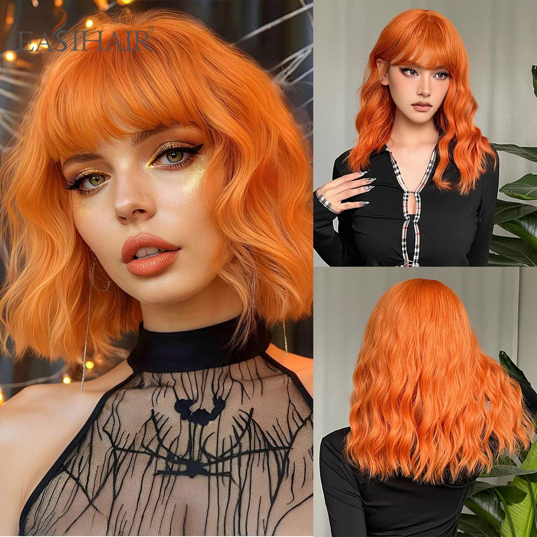 Short Straight Bob Wigs for Women Black Brown Synthetic Natural Hair Wig with Bangs Heat Resistant Cosplay Daily Use Hair