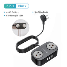 Load image into Gallery viewer, ORICO Travel Power Strip with USB C AC Outlets 3 USB Ports Wrapped Flat Plug Extension Cord with Multiple Outlets for Travel
