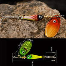 Load image into Gallery viewer, Rotating Metal Spinner Fishing Lure 9.1g 7cm – Sequin Hard Bait with Treble Hook for Bass, Pike, Carp &amp; Trout
