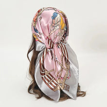 Load image into Gallery viewer, Satin Square Scarf – Elegant 2025 Print Hijab, Shawl &amp; Hair Wrap
