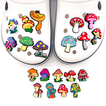 Load image into Gallery viewer, Cute Mushroom Shoe Charms Pin for Crocs Accessories Charms Clogs Bubble Slides Shoe DIY Shoe Decoration Kids Party Gifts
