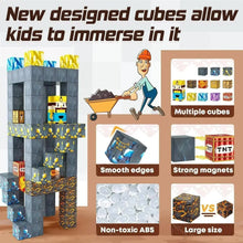 Load image into Gallery viewer, Magnetic Building Blocks Mine World Magnet Cube Set for Boy Girl Kid Age 3+ DIY Model Children Stem STEM Sensory Toy Gift
