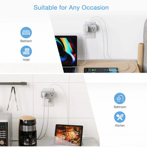 TESSAN Multi Outlet Splitter with 8 AC Outlets & 3 USB (1 USB C) Surge Protector Multi Outlet Extender for Home Office Dorm