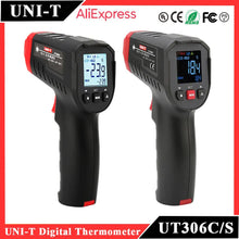 Load image into Gallery viewer, UNI-T UT306S UT306C Digital Thermometer Non Contact Household Industrial Infrared Laser Temperature Tester Meter Gun -50℃-500℃
