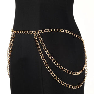 Multilayer Metal Women's Waist Chain Belt Fashion Sexy Body Jewelry Female Trendy Clothing Accessories