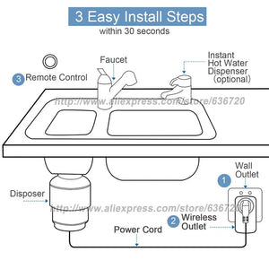 Garbage Disposal Wireless Switch, Remote Control Outlet Wireless Switch for Household Appliances, Up to 30ft. Range