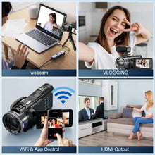 Load image into Gallery viewer, NBD 4K HD&amp;48MP Camcorder Video Camera With Wi-Fi &amp; App Control,Video Recorder with 3X Battery Life, 16X Zoom, 270° IPS Screen
