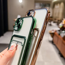 Load image into Gallery viewer, Transparent Card Holder Wallet Case For iPhone 13 11 12 14 Pro Max 14 Plus Photo Pocket Shockproof Silicone Cover Wallet Case Card Slot Ultra Glossy Slim Clear Case
