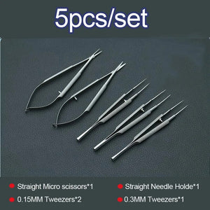 New Microsurgical instruments 12.5cm scissors+Needle holders +tweezers stainless steel surgical tool