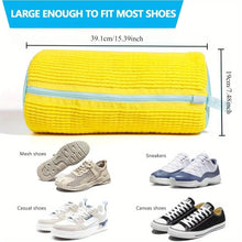 Load image into Gallery viewer, Durable Shoe Washing Machine Bag – Yellow &amp; Blue Zipper | Protective Laundry Wash Bag for Sneakers &amp; Casual Shoes
