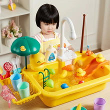 Load image into Gallery viewer, Kids Kitchen Sink Toys Electric Dishwasher Playing Toy With Running Water Pretend Play Food Fishing Toy Role Playing Girls Gift
