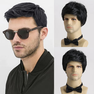 Short  Natural Curly Hair For Male Young Men Heat Resistant Fiber Synthetic Wigs