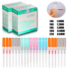 Load image into Gallery viewer, 10/25/50pcs 14G 16G 18G 20G 22G Tattoo Piercing Needles Surgical Steel Catheter Body Piercing Needles Sterilized Tattoo Needles
