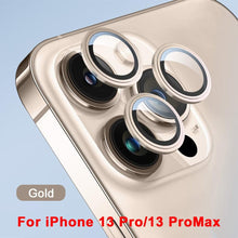 Load image into Gallery viewer, 3D  Protective Glass Camera Protector Cover For iPhone 13 Pro Max i Phone 13Pro 13 Mini Rear Lens Metal Ring Protect Camera Lens Case Individual Metal Scratch Resistant HD Clear Case Tempered Glass Camera Case

