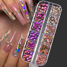 Load image into Gallery viewer, 100/50cm Luxury Crystal Chain Nail Charms - 1.5/2mm Clear &amp; AB Diamond Nail Art Decoration
