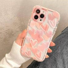 Load image into Gallery viewer, Cute Love Heart Soft Shockproof Bumper Transparent Phone Case For iPhone 12 13 Pro Max Silicone Back Cover Case  Cute Side Small Pattern for Women Girls Soft Silicone Shockproof Protective Cover
