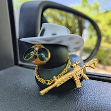 Load image into Gallery viewer, 1PC Cowboy Hat Black Duck Car Decoration Rear View Mirror Decoration
