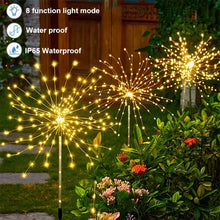 Load image into Gallery viewer, LED Solar Fireworks Lights – Outdoor Waterproof Garden Lights with Remote
