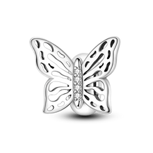 Load image into Gallery viewer, 100% 925 Sterling Silver Rainbow Zircon Butterfly Dragon Silicone Stopper Charms - Colorful Beads for DIY Bracelets, Customizable Jewelry for All Occasions

