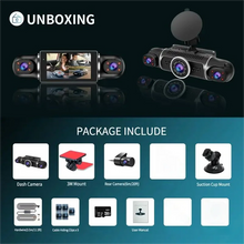 Load image into Gallery viewer, Car camera 3 inch car recorder left and right 4 channels 4 screens, 24 hours for the vehicle to record parking monitoring, multi
