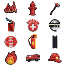 Load image into Gallery viewer, Fireman Shoe Charms for Crocs Accessories Kids Clogs Pins Boy Girls Badges Men Jeans Women Decorations Buckle Shoes Accessories
