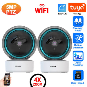 Tuya Smart Life Home Security Camera System Wireless 5MP Wifi CCTV PTZ IP Video Surveillance Camera 2 Way Audio Baby Monitor 2K