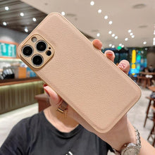 Load image into Gallery viewer, Trendy Slim Leather Case with Full Protection Luxury Leather Textured Case for iPhone 11 12 13 Soft Shockproof Cover Leather Case Compatible with iPhone 12 13 Pro Max Elegant Phone Case
