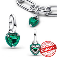 Load image into Gallery viewer, Sparkling Star Mini Dangle Charm - 925 Sterling Silver Green Heart Charm for Me Bracelet, Zircon &amp; Crystal Accent, Customizable Girl Party Jewelry
